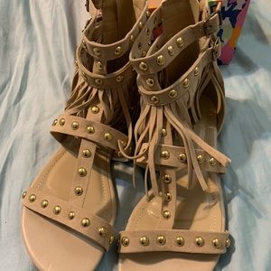 Studded Fringe Sandals